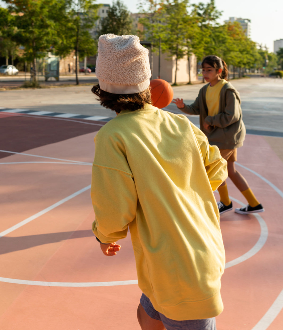 Kids Playing Basketball Outside